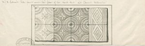 Igreja Uttoxeter - Ladrilhos coloridos encontrados sob o piso do corredor norte: desenho a caneta e lavagem, nd [ Meados do século XIX] de John Robert Fernyhough
