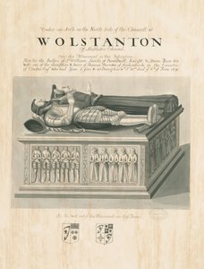 Igreja Wolstanton - Tumba de Sir William Sneide e Dame Anne: desenho em sépia e caneta, sd [ Séc. XIX] (desenho) de John Robert Fernyhough