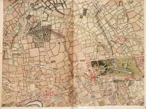 Mapa de Acton, Paddington, Hyde Park e Kensington de John Rocque