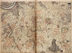 Mapa de Vauxhall, Clapham, Peckham e Dulwich de John Rocque