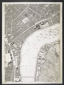 Plan of London, The Strand, Westminster bridge, A plan of the cities of London and Westminster, and borough of Southwark; : com os edifícios contíguos; De um levantamento real, / tomado por JOHN ROCQUE, Land-Surveyor, e Engraved por John Pine, John Rocq de John Rocque