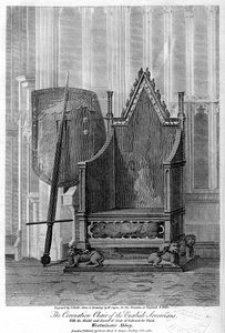 A cadeira de coroação dos soberanos ingleses, Westminster Abbey, Londres, 1810. de John Roffe