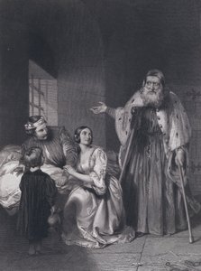 Francesco Foscari, Doge de Veneza, pronunciando a sentença de exílio sobre o seu filho Giacopo (gravura)