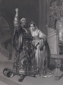 Marino Faliero, Doge de Veneza, ameaçando vingança pela difamação de sua esposa, Aluycia Gradenigo (gravura)