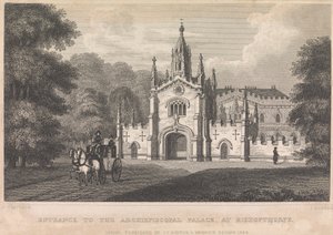 Entrada no Palácio Arquiepiscopal, em Bishopthorpe (publicado por I. T. Hinton); página 34 (Volume Um)