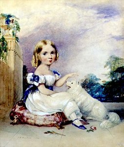 Retrato de uma menina com um cachorro