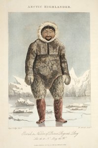 Highlander do Ártico, Ervick, um nativo de Prince Regents Bay, ilustração de &39;A Voyage of discovery ...&39;, 1819