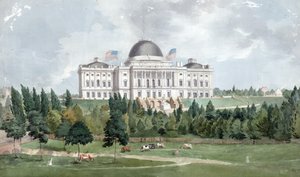 Frente oeste do Capitólio dos Estados Unidos com vacas em primeiro plano 1831 (óleo sobre tela)