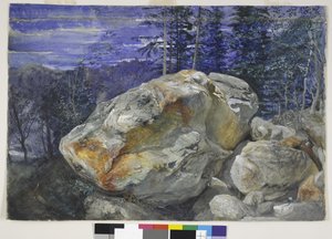 Fragmento dos Alpes, c.1854-56 (wc e guache sobre lápis sobre papel) de John Ruskin