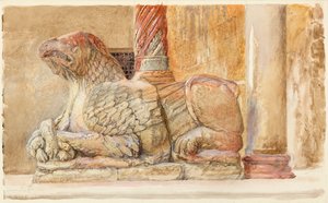 O Grifo com o eixo norte da entrada oeste do Duomo, Verona, 18 a 28 de junho de 1869. de John Ruskin
