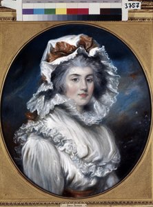 Retrato de uma rapariga com um boné. Desenho de John Russel (1745-1806). Pastel sobre papel, segunda metade do século XVIII. Arte inglesa do século XVIII. Museu Hermitage, São Petersburgo. de John Russel