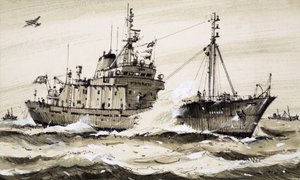 Uma fragata britânica a patrulhar o Mar do Norte de John S. Smith