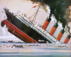 Afundamento do Lusitânia em maio de 1915 (litografia) de John S. Smith