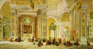 Interior da Basílica de São Pedro, Roma (óleo sobre tela)
