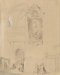 O túmulo de Hendrick van Balen (1575-1632), Antuérpia, 7 de setembro de 1832 (grafite com wc em papel laranja)