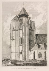 Antiguidades arquitetônicas da Normandia (Vol. II), Pl. 66: Torre da Igreja de Tréport, perto da Eu de John Sell Cotman