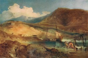 Cader Idris, de Barmouth Sands, século c19 de John Sell Cotman