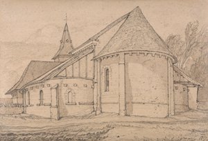 Extremidade leste da igreja da abadia de São Paulo em Rouen, Normandia de John Sell Cotman