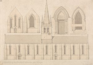 Elevação da Igreja de Columbiers, perto de Valognes, Normandia de John Sell Cotman