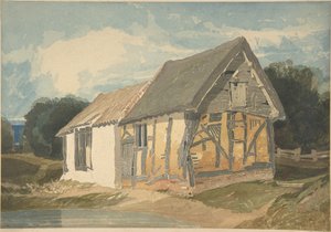 Edifício rural junto a um lago de John Sell Cotman