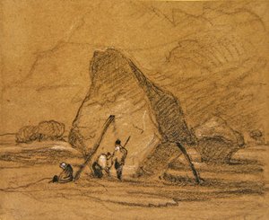 Palheiros (giz negro com giz branco sobre papel) de John Sell Cotman