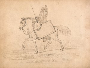 Cavalo carregado com apetrechos de artista de John Sell Cotman
