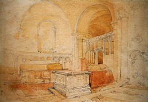 Interior da Catedral de Norwich (lápis e aguarela sobre papel) de John Sell Cotman