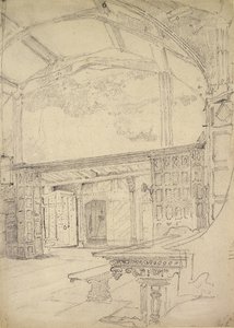 Interior, de, a, grande corredor, pequeno, moreton, corredor, cheshire de John Sell Cotman