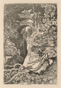 Liber Studiorum: Placa 10, The Devils Bridge, Cardinganshire, 1838. de John Sell Cotman