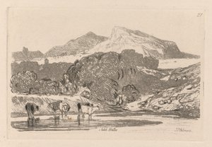 Liber Studiorum: Placa 21, Vista em North Wales, 1838. de John Sell Cotman