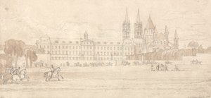 Escola Militar e Igreja da Abadia de Santo Estêvão em Caen de John Sell Cotman