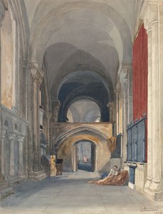 Catedral de Norwich: Interior do corredor norte do coro, olhando para leste de John Sell Cotman