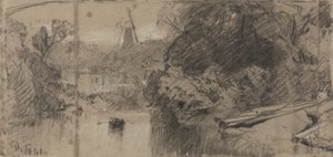 Paisagem do rio, Provavelmente perto de Thorpe, Norfolk de John Sell Cotman