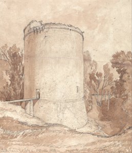 Torre redonda, Castelo de Lillebonne, Normandia de John Sell Cotman