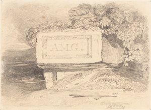 Tumba arruinada com a inscrição "A.M.G." de John Sell Cotman