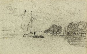 Barcaça à Vela (carvão vegetal) de John Sell Cotman