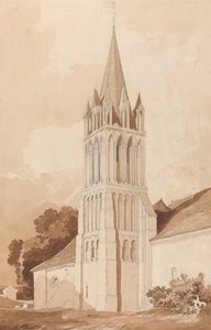Vista sudeste da igreja de Ifs, perto de Caen, Normandia de John Sell Cotman