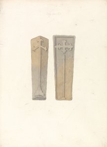 Estudos de duas tampas de caixão de igrejas de Norfolk de John Sell Cotman