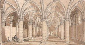 O Salão dos Barões, Mont Saint Michel de John Sell Cotman