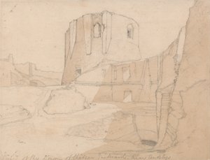 Vista do Donjon do Chateau Gaillard, perto de Andelys, Normandia de John Sell Cotman