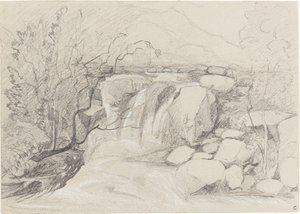 Cachoeira com pedras de John Sell Cotman