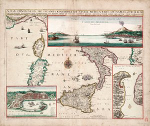 Mapa contendo a ilha e o reino da Sicília, com uma parte de Nápoles, e outras costas adjacentes, incluindo o mar Tirreno
