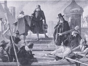 Vôo dos cinco membros, ilustração de The History of the British People publicada por Waverley, c.1940 (litho) de John Seymour Lucas