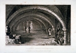 Vista interior da cripta, Igreja de São Salvador, Southwark, Londres, 1830.