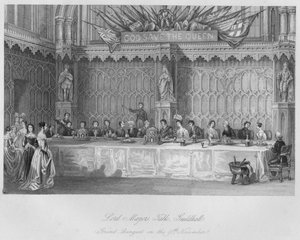 Lord Mayors Table, Guildhall. Grand Banquet em 9 de novembro de c1841
