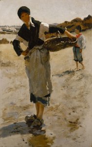 Breton Woman with a Basket, Sketch for Oyster Gatherers of Cancale de John Singer Sargent