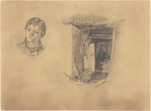Chefe de um Rapaz, e a Entrada para um Shack, 1871. de John Singer Sargent