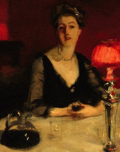 The Port Glass: detalhe de Edith Vickers de John Singer Sargent