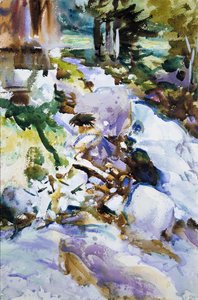 Correndo Brook, c.1904-11 (wc, guache e grafite em papel de seda) de John Singer Sargent