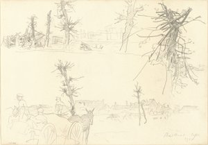 Soldados em uma paisagem devastada [reto], 1918. de John Singer Sargent